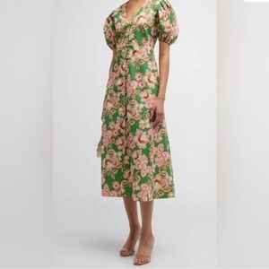 Chic Green Floral Midi Dress